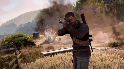 PlayStation 5 game case for Sniper Elite: Resistance by Fireshine Games, featuring cover art with a sniper and military theme.