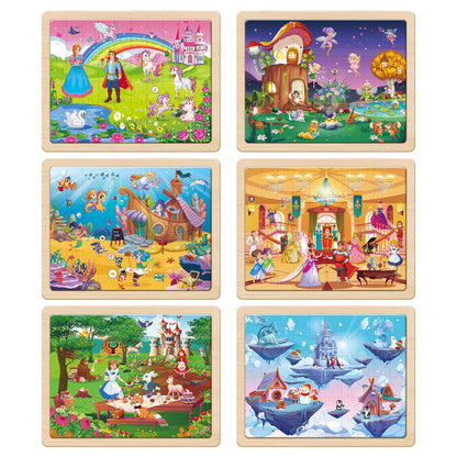 SYNARRY Wooden Princess Jigsaw Puzzles for Kids 3 4 5 6 7 8 Year Olds, 6×60 Piece Children Puzzles 4-8, Educational Toys Gifts for Toddler Children Girls Boys