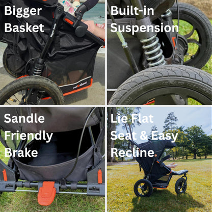 Out’n’About Nipper Double V6 Pushchair | Lightweight All-Terrain Twin Buggy with Raincover, 12” Air-Filled Wheels & Compact Fold | Side-by-Side Double Stroller for Newborn to Toddler - Sycamore Green