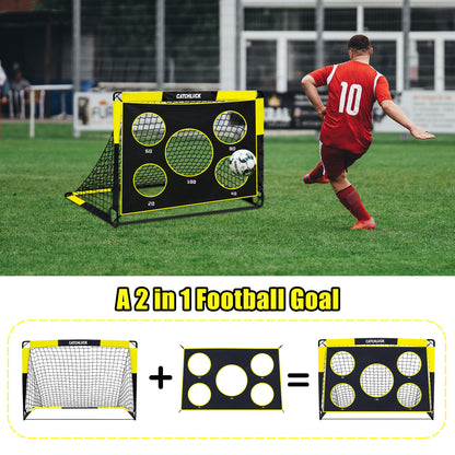 CATCHLUCK Football Goal Pop Up Football Net for Kids 4ft x 3ft, 5ft x 4ft, Outdoor Training Equipment with Target and Carry Bag