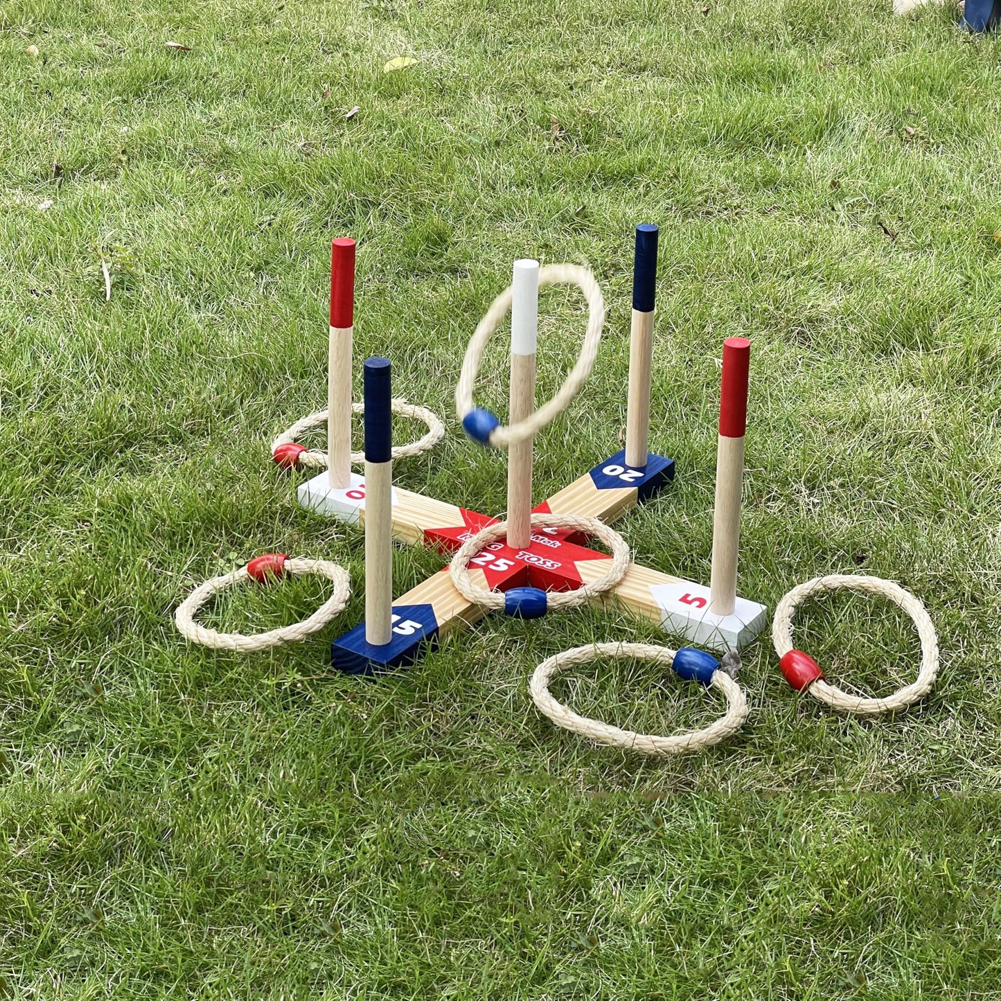 wooden Ring Toss Games, Premium Quoits Garden Game Set, Throwing Tossing Game (Modern)