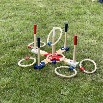 wooden Ring Toss Games, Premium Quoits Garden Game Set, Throwing Tossing Game (Modern)