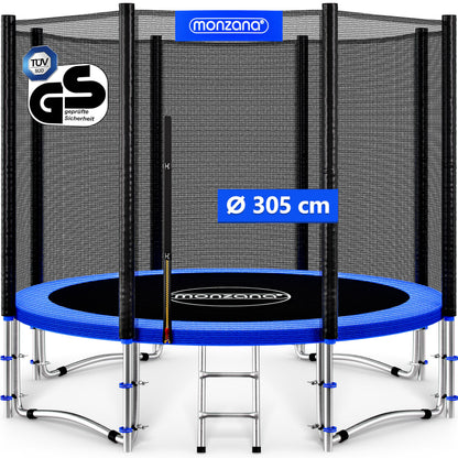 MONZANA® 10ft Trampoline Set with Safety Net & Ladder | Complete Outdoor Garden Trampoline for Kids & Adults | Heavy-Duty Frame Edge Cover, Spring Tool | Home Fitness Family Toddler Play Equipment