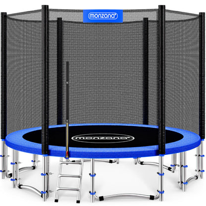 MONZANA® 12ft Trampoline Set with Safety Net & Ladder | Complete Outdoor Garden Trampoline for Kids & Adults | Heavy-Duty Frame, Edge Cover, Spring Tool | Home Fitness Family Toddler Play Equipment