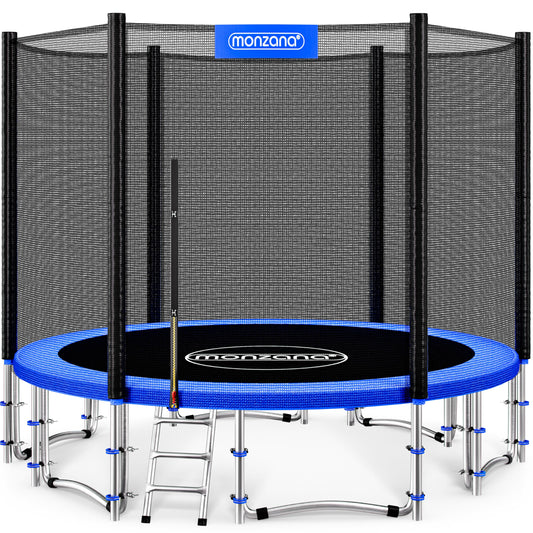MONZANA® 12ft Trampoline Set with Safety Net & Ladder | Complete Outdoor Garden Trampoline for Kids & Adults | Heavy-Duty Frame, Edge Cover, Spring Tool | Home Fitness Family Toddler Play Equipment