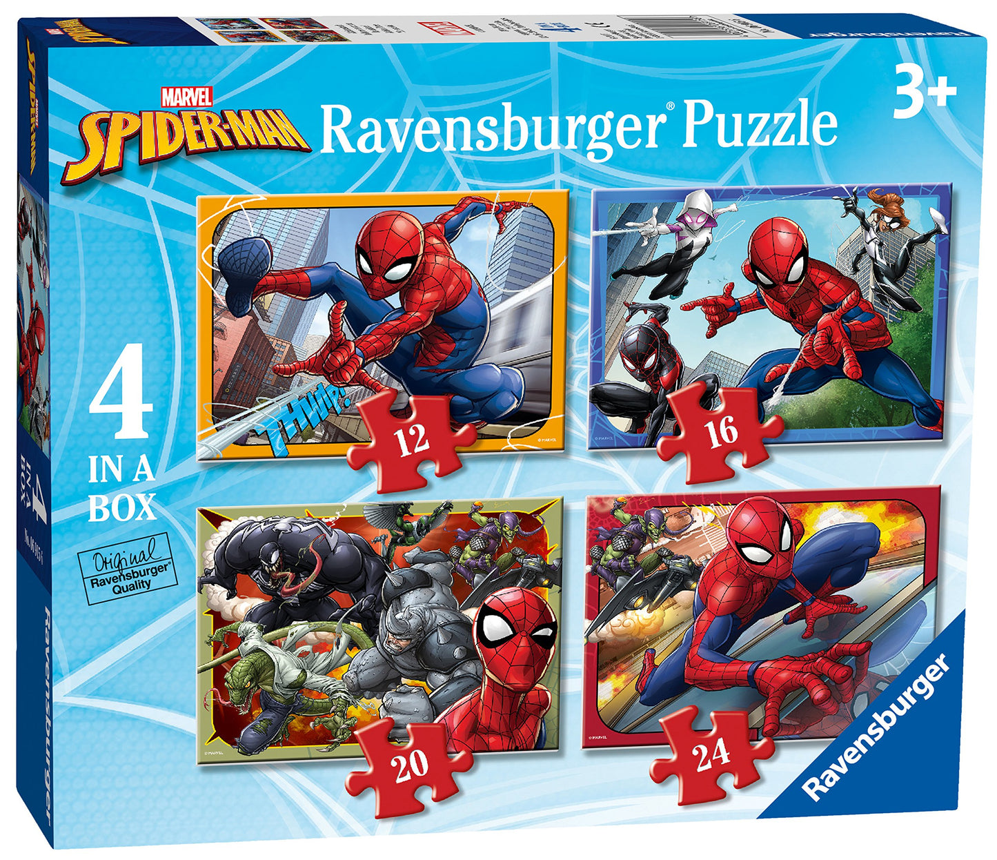 Ravensburger Marvel Spiderman 4 in Box (12, 16, 20, 24 Piece) Jigsaw Puzzles for Kids Age 3 Years Up for Kids