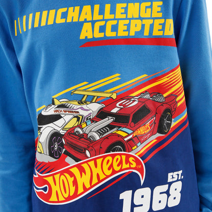 Hot Wheels Pyjamas | Boys Race Cars Pyjamas | Long Sleeve Boys PJs | Blue | 7-8 Years
