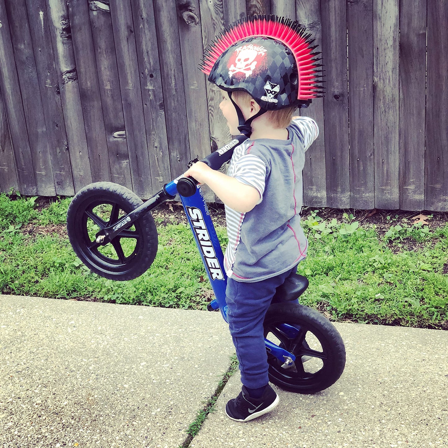 Strider 12” Sport Bike, Blue - No Pedal Balance Bicycle for Kids 18 Months to 5 Years - Includes Safety Pad, Padded Seat, Mini Grips & Flat-Free Tires - Tool-Free Assembly & Adjustments