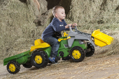 John Deere Ride-on Tractor with Loader and Detachable Trailer